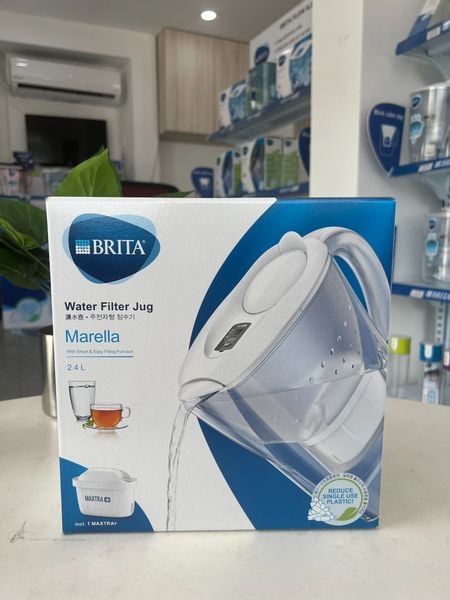 Bình lọc nước BRITA Marella Cool White 2.4L (có sẵn 1 lõi lọc Maxtra Plus 100L)
