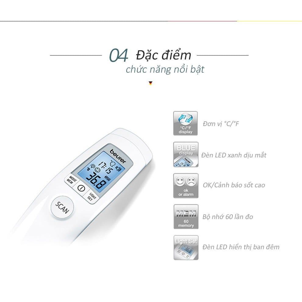 Nhiệt kế điện tử đo trán Beurer FT90