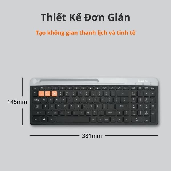 Bàn Phím Không Dây Bluetooth iCore IBK100 – Thiết Kế Tinh Tế, Đa Kết Nối, Giá Cực Tốt