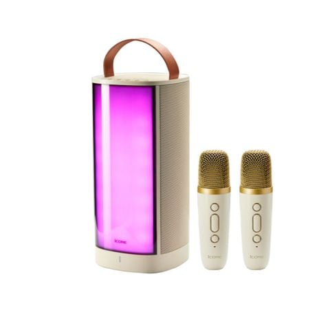 Loa Karaoke Bluetooth iCore iParty – Loa Kép Stereo, 2 Micro Không Dây, Đèn LED Đổi Màu – Giá Tốt