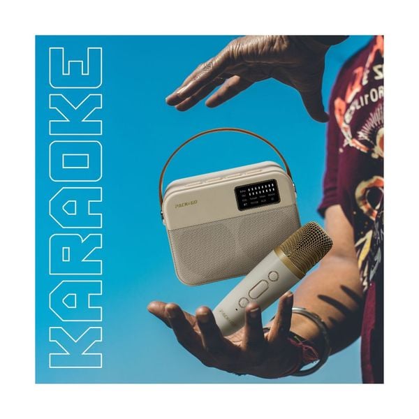 Bộ Loa Mic Karaoke Mini Bluetooth PACK&GO KSM01 – Loa Kép Bass Mạnh, Micro Không Dây, Giá Tốt