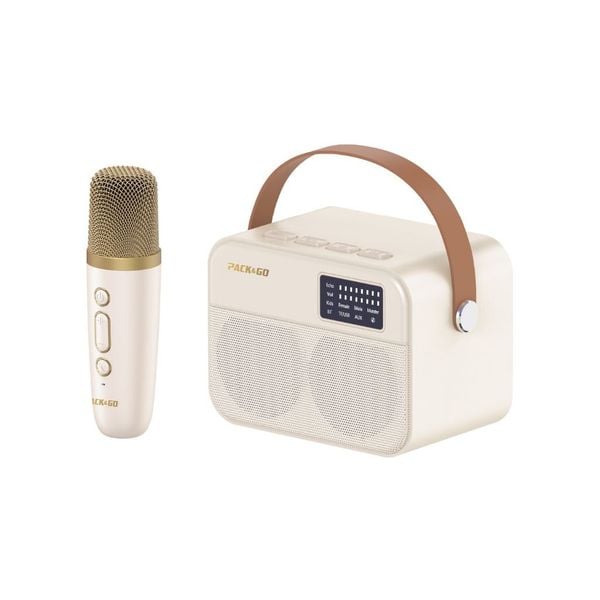 Bộ Loa Mic Karaoke Mini Bluetooth PACK&GO KSM01 – Loa Kép Bass Mạnh, Micro Không Dây, Giá Tốt