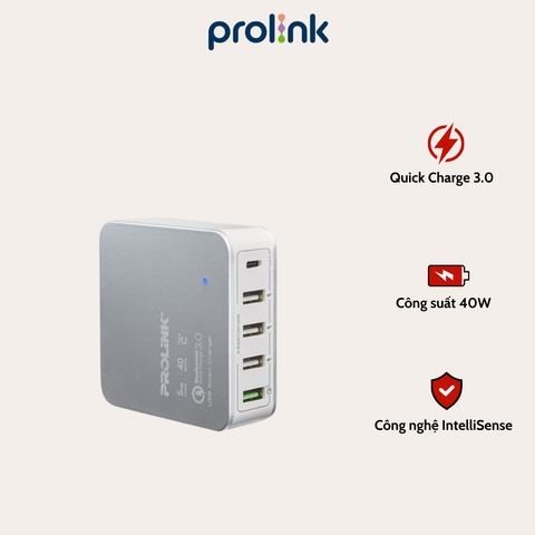 Củ Sạc Nhanh 5 Cổng Prolink PDC54001 – Sạc Cùng Lúc 5 Thiết Bị, Tốc Độ Siêu Nhanh, Giá Tốt