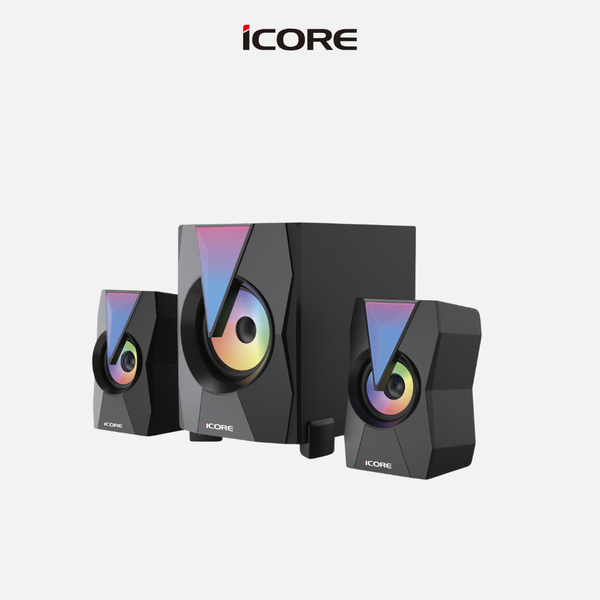 Loa Vi Tính 2.1 iCore 510U – Âm Thanh Sống Động, Đèn LED 7 Màu, Kết Nối Bluetooth – Giá Tốt