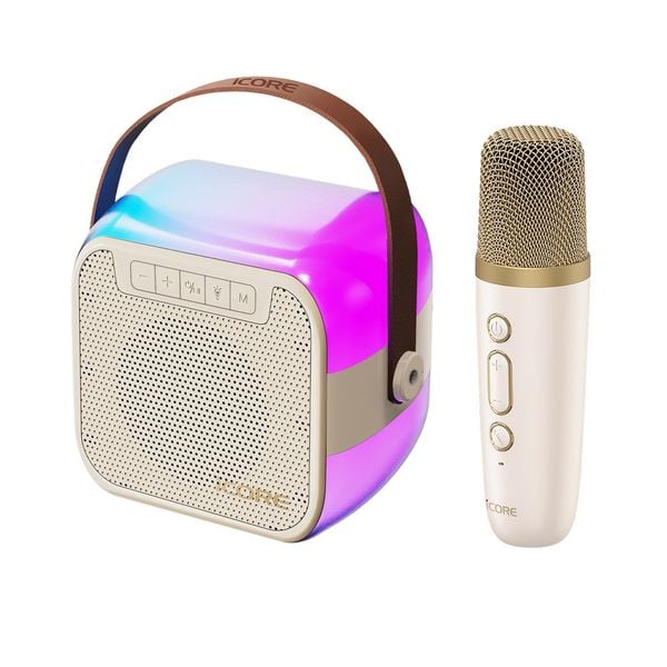 Bộ Loa Karaoke Mini Bluetooth iCore ISM59 Kèm Micro – Âm Thanh Sống Động, Đèn LED RGB Lung Linh, Thiết Kế Di Động, Giá Tốt