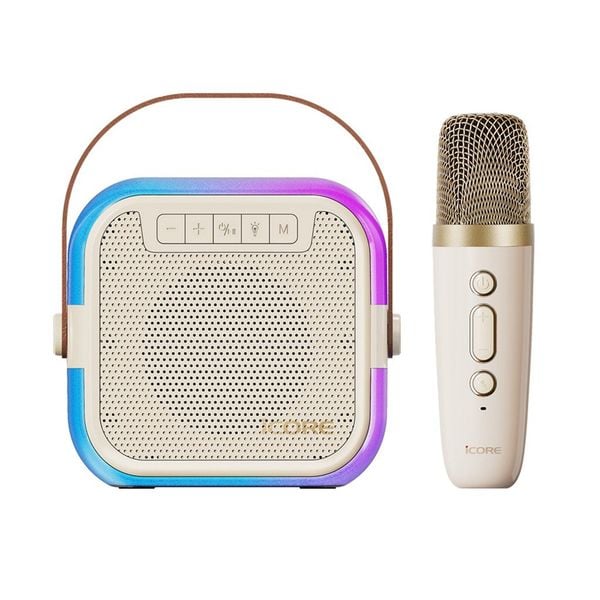 Bộ Loa Karaoke Mini Bluetooth iCore ISM59 Kèm Micro – Âm Thanh Sống Động, Đèn LED RGB Lung Linh, Thiết Kế Di Động, Giá Tốt