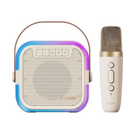 Bộ Loa Karaoke Mini Bluetooth iCore ISM59 Kèm Micro – Âm Thanh Sống Động, Đèn LED RGB Lung Linh, Thiết Kế Di Động, Giá Tốt