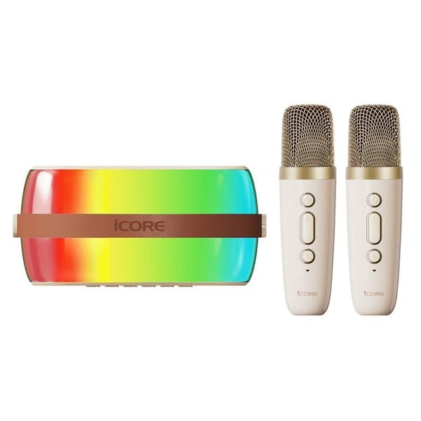 Bộ Loa Karaoke Mini Bluetooth iCore ISM69 – Âm Thanh Sống Động, 2 Micro Không Dây, Giá Tốt