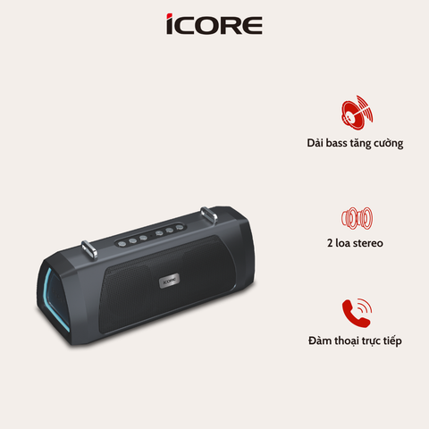 Loa Bluetooth iCore B500 – Âm Thanh Stereo Mạnh Mẽ, Đèn LED Đổi Màu, Giá Tốt