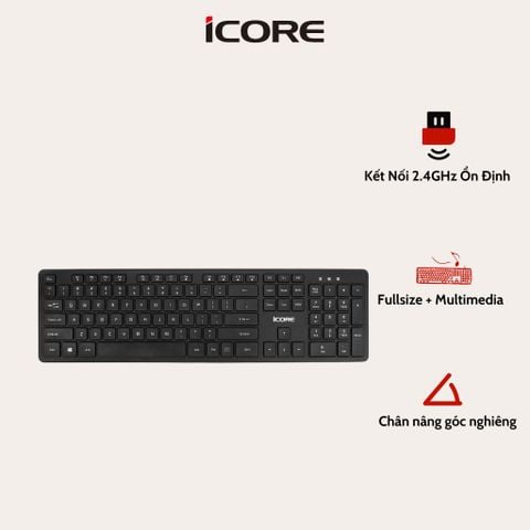 Bàn Phím Không Dây iCore IK02 – Kết Nối Ổn Định, Đầy Đủ Tính Năng, Giá Tốt