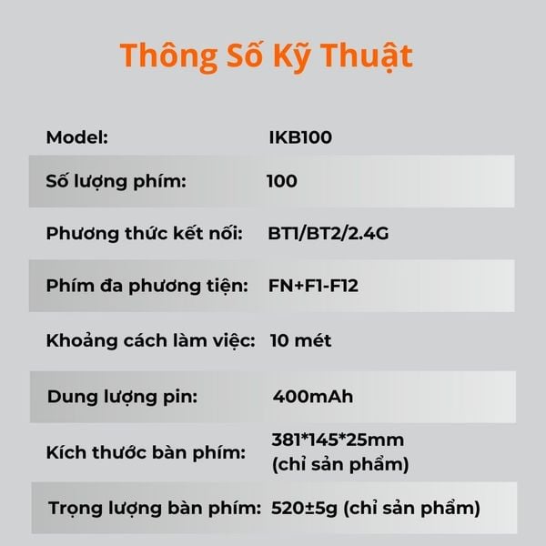 Bàn Phím Không Dây Bluetooth iCore IBK100 – Thiết Kế Tinh Tế, Đa Kết Nối, Giá Cực Tốt