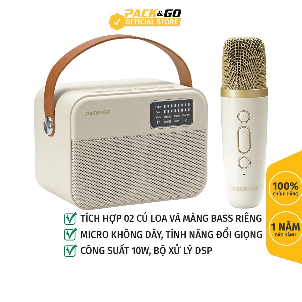 Bộ Loa Karaoke Bluetooth Kèm Micro Không Dây PACK&GO KSM01 Phụ Kiện