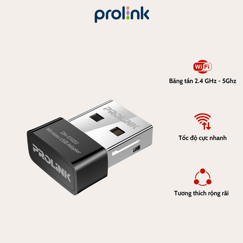 USB Wifi Prolink DH-5102U – Nhỏ Gọn, Băng Tần Kép, Chuẩn AC, Tốc Độ Cực Nhanh