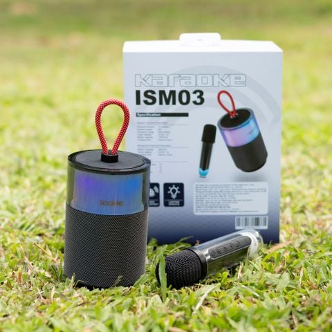 Loa Karaoke Mini iCore ISM03 Kèm Micro Không Dây – Âm Thanh Sống Động, Thiết Kế Thời Trang, Giá Rẻ