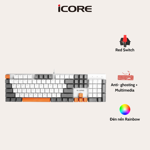 Bàn Phím Cơ iCore GK05 Có Dây – Red Switch Êm Ái, Đèn LED Cầu Vồng, Giá Rẻ Chính Hãng
