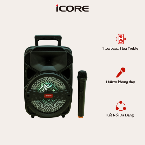 Loa Karaoke Xách Tay iCore I-99 Kèm Micro – Âm Thanh Cực Đỉnh, Thiết Kế Cá Tính, Giá Rẻ Bất Ngờ