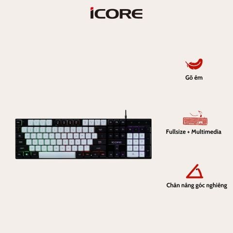 Bàn Phím Có Dây iCore ICK03 Đèn Rainbow, Gõ Êm, Giá Rẻ