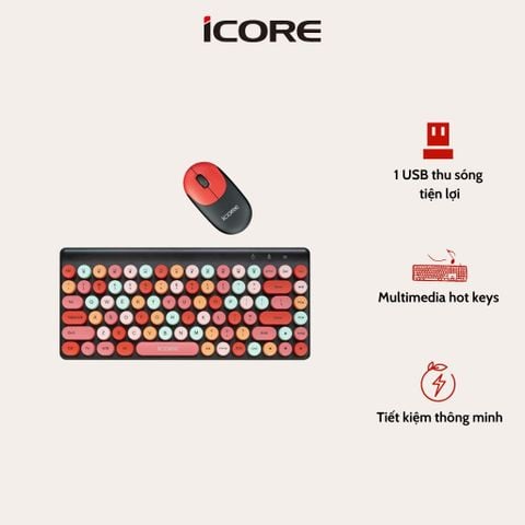 Bộ Bàn Phím Chuột Không Dây iCore ICKM800 – Thiết Kế Thời Trang, Kết Nối Ổn Định, Giá Rẻ