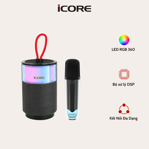 Loa Karaoke Mini iCore ISM03 Kèm Micro Không Dây – Âm Thanh Sống Động, Thiết Kế Thời Trang, Giá Rẻ