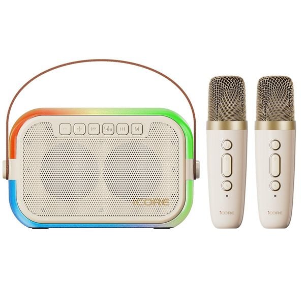 Bộ Loa Karaoke Mini Bluetooth iCore ISM69 – Âm Thanh Sống Động, 2 Micro Không Dây, Giá Tốt