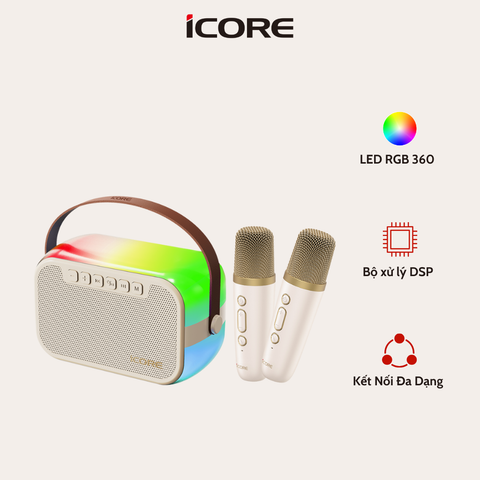 Bộ Loa Karaoke Mini Bluetooth iCore ISM69 – Âm Thanh Sống Động, 2 Micro Không Dây, Giá Tốt