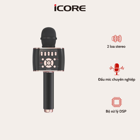 Micro Karaoke Bluetooth iCore M99-PRO – Loa Kép, Bass Mạnh, Thu Âm Chuyên Nghiệp, Giá Tốt