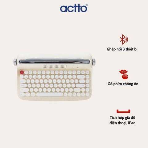 Bàn Phím Bluetooth Mini Kiểu Cổ Điển ACTTO B303 – Kết Nối 3 Thiết Bị, Thiết Kế Retro, Giá Tốt