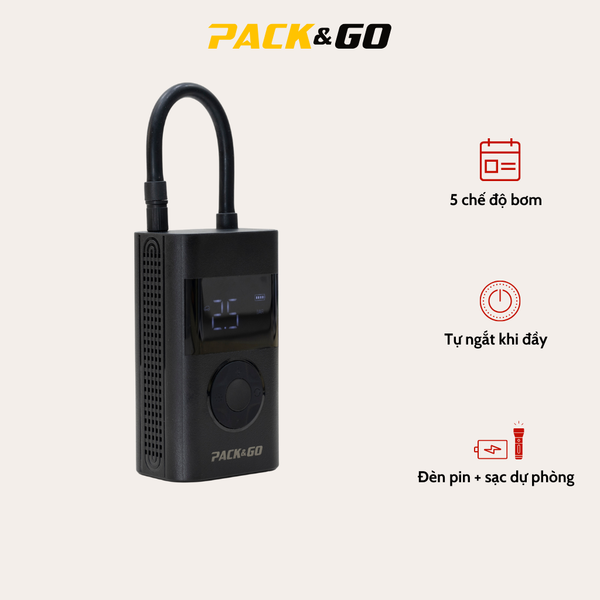 Máy Bơm Hơi Cầm Tay Dùng Pin Đa Năng PACK&GO PWP01 – 5 Chế Độ Bơm, Tự Ngắt, Sạc Dự Phòng – Giá Tốt