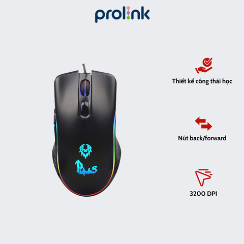 Chuột Game Có Dây Prolink PMG9007 – LED 7 Màu, DPI 3200, Giá Rẻ Chính Hãng