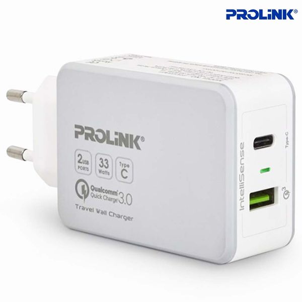 Củ Sạc Nhanh Prolink PTC23301 – 2 Cổng Sạc, Công Suất 33W, Quick Charge 3.0 Giá Tốt