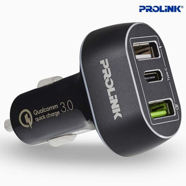 Sạc Ô Tô 3 Cổng Prolink PCC34201 – Sạc Nhanh QC 3.0, An Toàn, Giá Rẻ Chính Hãng