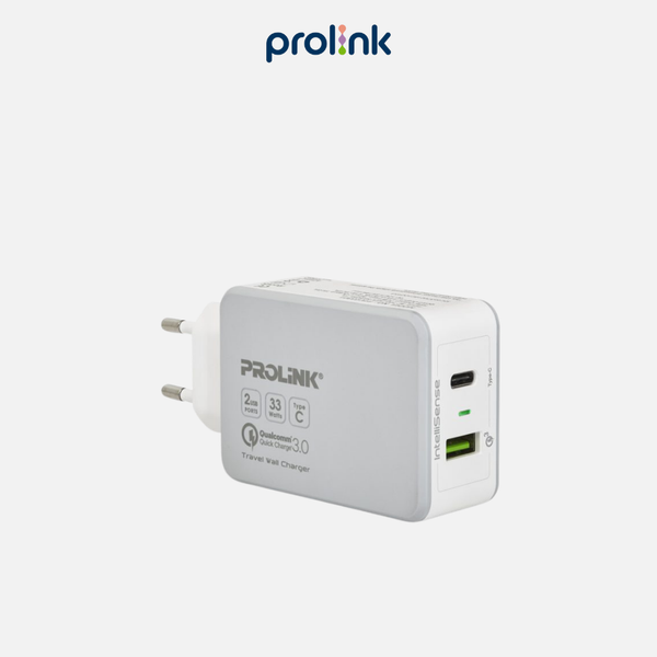 Củ Sạc Nhanh Prolink PTC23301 – 2 Cổng Sạc, Công Suất 33W, Quick Charge 3.0 Giá Tốt