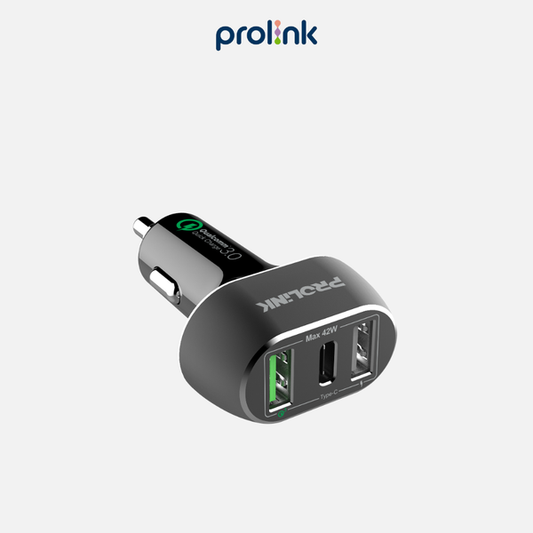 Sạc Ô Tô 3 Cổng Prolink PCC34201 – Sạc Nhanh QC 3.0, An Toàn, Giá Rẻ Chính Hãng