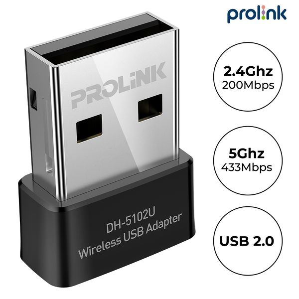 USB Wifi Prolink DH-5102U – Nhỏ Gọn, Băng Tần Kép, Chuẩn AC, Tốc Độ Cực Nhanh