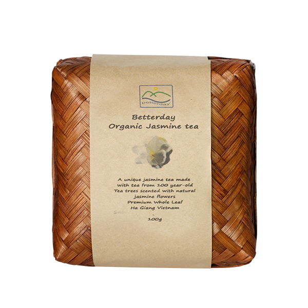  Trà nhài hữu cơ hộp mây tre Organic Jasmine Tea bamboo box 