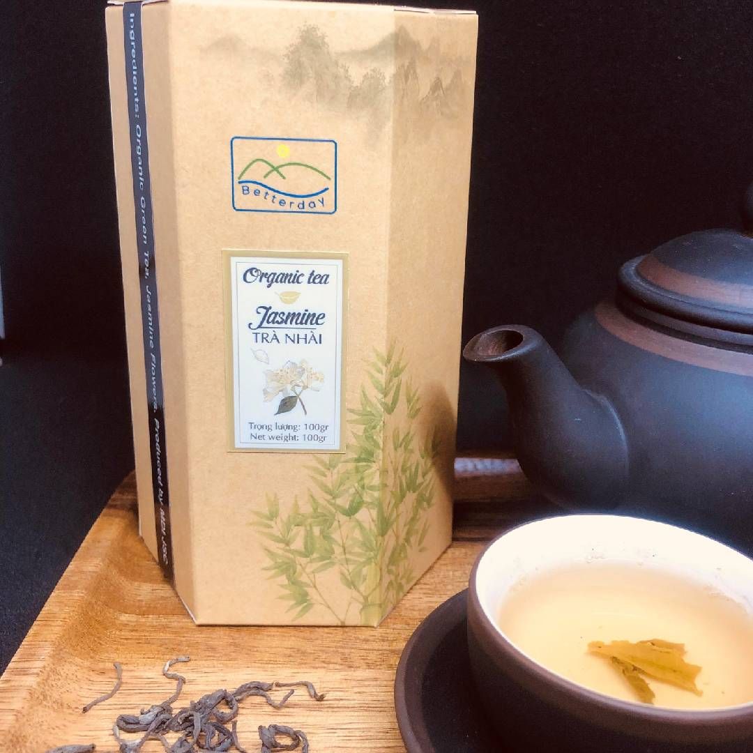  Trà nhài hữu cơ hộp giấy  Organic Jasmine tea in tin 