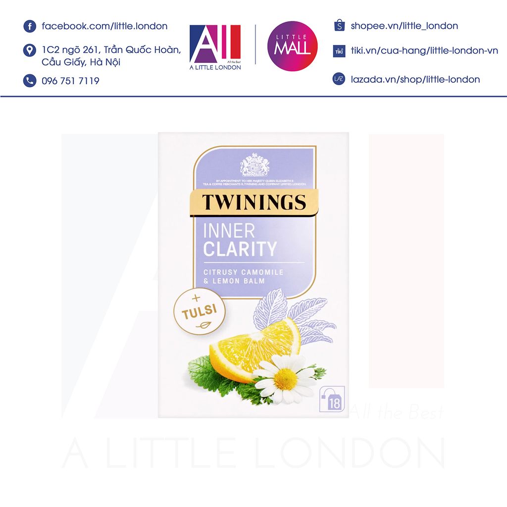Trà Twinings Inner Clarity Citrusy Camomile & Lemon Balm 18 gói (Bill Anh)