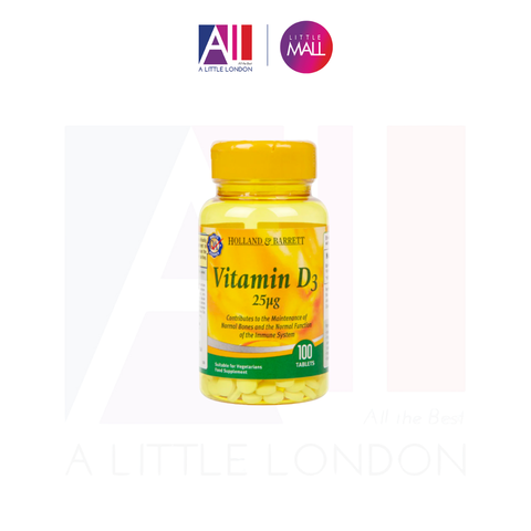 100 Viên uống bổ sung Vitamin D3 Holland & Barret 25ug (Bill Anh)