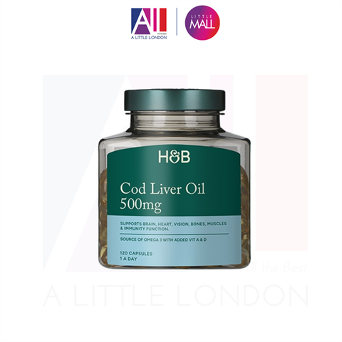 120 Viên uống dầu gan cá tuyết bổ sung Omega Holland & Barrett Cod Liver Oil 500mg (Bill Anh)