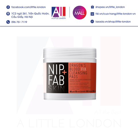 Giấy tẩy da chết AHA BHA và chống lão hoá hàng ngày Nip + FAB Dragon's Blood Fix Daily Cleansing Pads 60 miếng (Bill Anh)