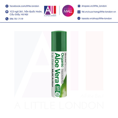 Son dưỡng môi Dr. Organic Aloe Vera Lip Balm SPF15 (Bill Anh)