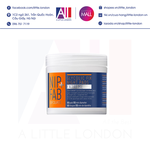 Giấy tẩy da chết AHA BHA và chống lão hoá ban đêm Nip + Fab Glycolic Fix Night Pads Extreme 60 miếng (Bill Anh)