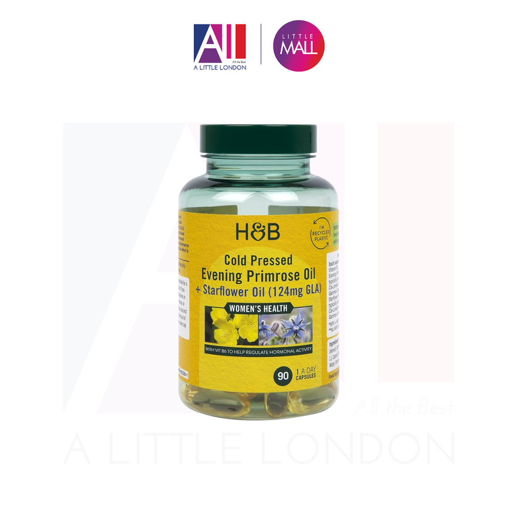 90 Viên uống tinh dầu hoa anh thảo và Vitamin B6 Holland & Barrett Cold Pressed Primrose Oil 124mg (Bill Anh)