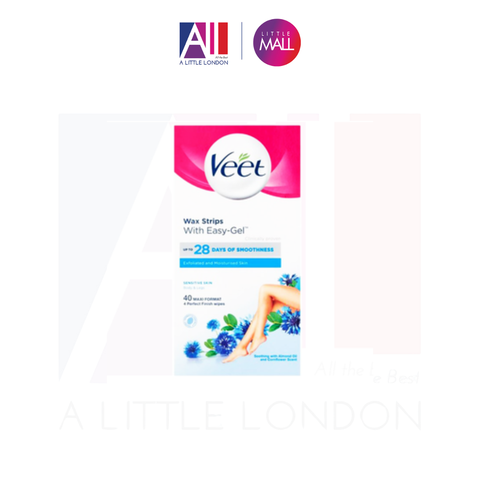 Tẩy lông chân, body da nhạy cảm Veet With Easy Gel Wax Strips Body Legs 40 Miếng (Bill Anh)