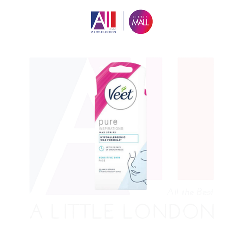 Tẩy lông mặt ria mép da nhạy cảm Veet Pure Inspirations Cold Wax Strips 20 Miếng (Bill Anh)