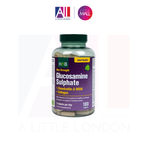 180 Viên uống xương khớp Holland & Barrett Max Strength Glucosamine Sulphate & Chondroitin, MSM & Collagen (Bill Anh)