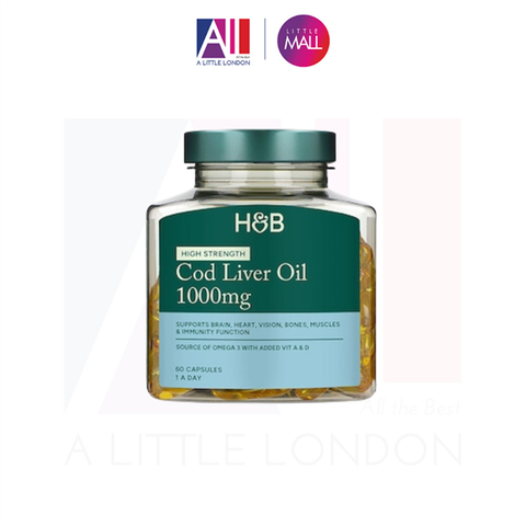 60 Viên uống dầu gan cá tuyết bổ sung Omega Holland Barrett Cod Liver Oil 1000mg (Bill Anh)