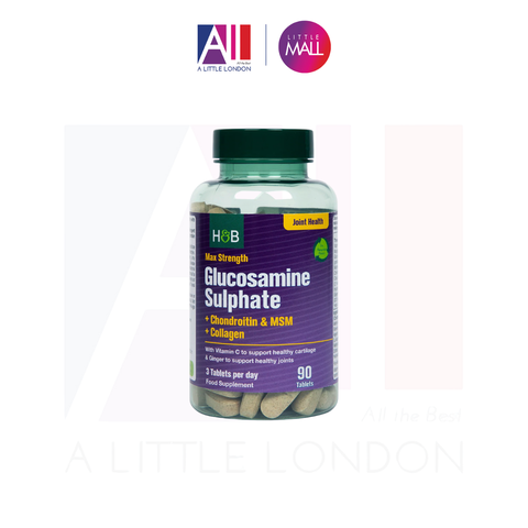 90 Viên uống xương khớp Holland & Barrett Max Strength Glucosamine Sulphate & Chondroitin, MSM & Collagen (Bill Anh)