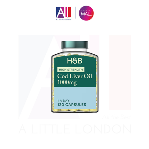 120 Viên uống dầu gan cá tuyết bổ sung vitamin A và D Holland & Barrett Cod Liver Oil 1000mg (Bill Anh)