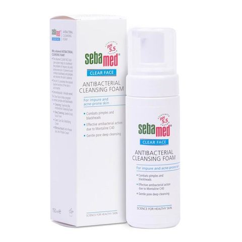 Sữa rửa mặt tạo bọt kháng khuẩn, trị mụn Sebamed pH 5.5 Clear Face Antibacterial Cleansing Foam 150ml (Bill Anh)